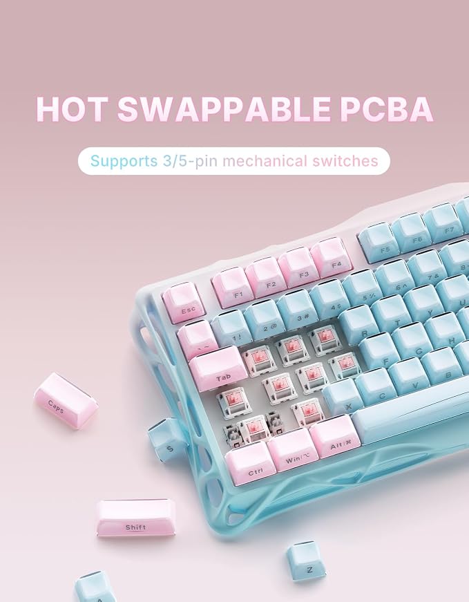 GravaStar Mercury K1 Lite 75% Wireless Mechanical Gaming Keyboard RGB | Gasket Mount, Hot Swappable Linear Switches, Creamy Sound Keyboard, 2.4GHz/USB-C/Bluetooth 5.0, for Win/Mac - Image 6