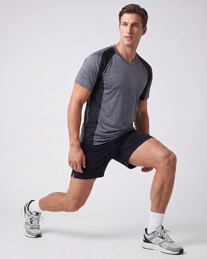 5 Pack Men's Dry Fit V Neck Gym Workout T Shirts Athletic Moisture Wicking | Cooling, Quick Dry, Breathable, Short Sleeve, Exercise, Cycling, Sports, Outdoor, Fitness, Golf, Crossfit, Hiking, Tennis - Image 5
