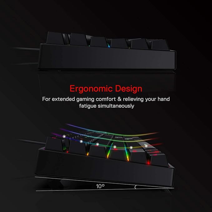 Redragon K582 Wired RGB Mechanical Gaming Keyboard, 104-Key Standard Layout | 16.8M Color Immersive eSports Lighting Vibe, N-Key Rollover for Accurate Combos, 50M-Keystroke Durability, Customize Software - Image 3