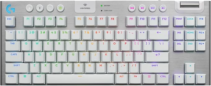 Logitech G915 X Lightspeed TKL Wireless Gaming Keyboard (Tactile) - White | Low Profile, Mechanical Switches, Double-Shot PBT Keycaps, RGB lighting, Aluminum finish, PC/Mac Compatible by Unknown