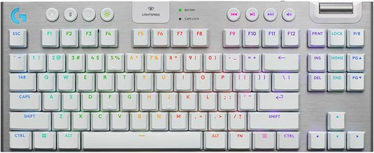 Logitech G915 X Lightspeed TKL Wireless Gaming Keyboard (Tactile) - White | Low Profile, Mechanical Switches, Double-Shot PBT Keycaps, RGB lighting, Aluminum finish, PC/Mac Compatible by Unknown
