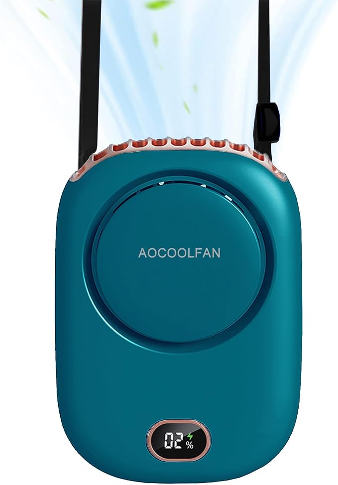 AOCOOLFAN Portable Neck Fan, Mini Small Personal Handheld Fan USB Rechargeable 3 Speed for Girls Boys Woman Eyelash Travel Home Office Outdoor (Blue) by AOCOOLFAN
