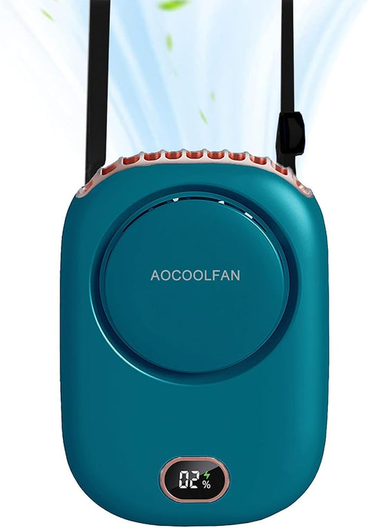 AOCOOLFAN Portable Neck Fan, Mini Small Personal Handheld Fan USB Rechargeable 3 Speed for Girls Boys Woman Eyelash Travel Home Office Outdoor (Blue) by AOCOOLFAN