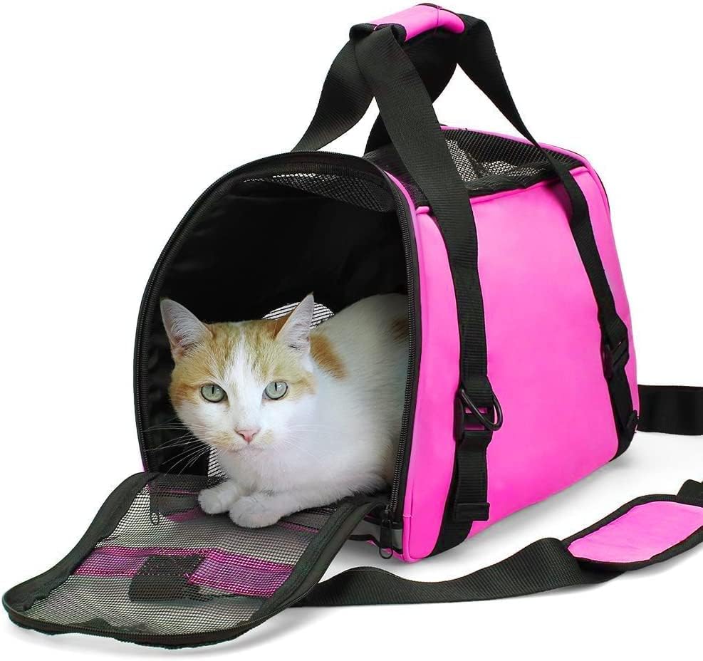 ZaneSun Cat Carrier,Soft-Sided Pet Travel Carrier for Cats,Dogs Puppy Comfort Portable Foldable Pet Bag Airline Approved (Small Rosered) - Image 3