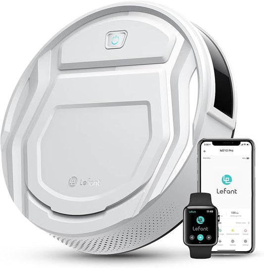 Lefant M210 Pro Robot Vacuum with 2200 Pa Powerful Suction, 6 Cleaning Modes, 120 Mins Runtime, Quiet, Self-Charging, Voice Control, Ideal for Pet Hair and Hard Floor, White by Lefant