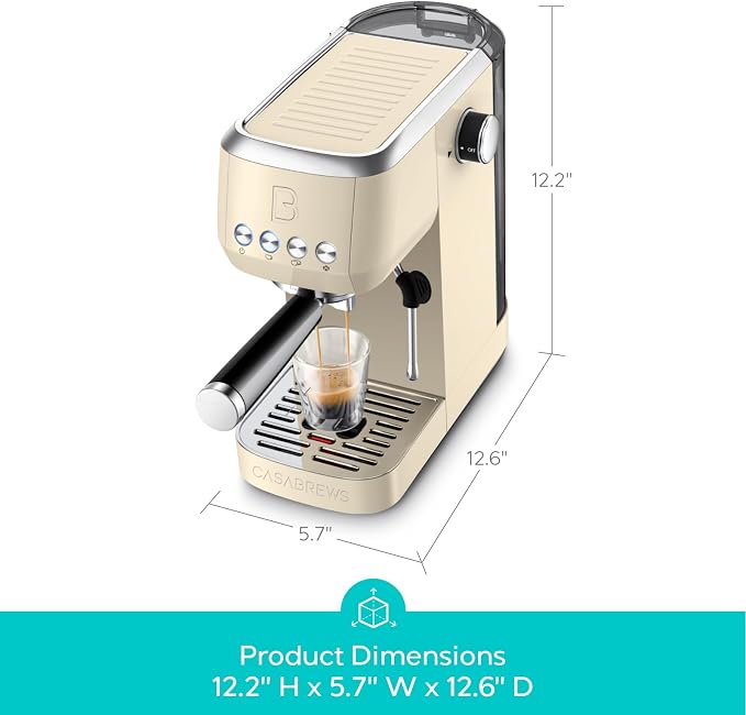 CASABREWS 3700 Essential Espresso Machine, Stainless Steel Espresso Maker | 20-Bar Italian Pump, Powerful Steam Wand, 43.9oz Removable Water Tank, Compact Espresso Maker for Home, Cappuccino & Latte - Image 7