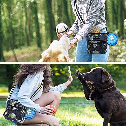 PetAmi Hands Free Dog Treat Pouch for Training and Walking, Floral Gray - Image 5