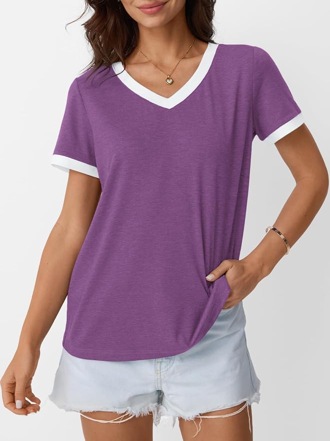 AUTOMET Womens Short Sleeve T-Shirts Summer Tops Casual Soft Tunic V Neck Basic Workout Clothes Spring Fashion Outfits 2026 - Image 2
