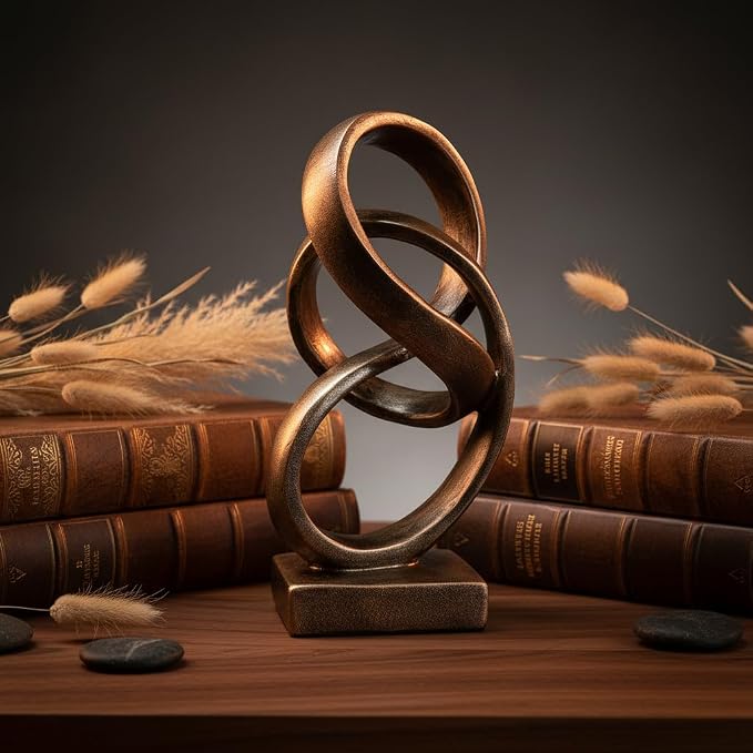 10" Modern Abstract Ribbon Decorative Sculpture, Knot Sculptures,Home Decor,Coffee Table Statues,Dining Living Room Desk Decor（Bronze Colored） - Image 2