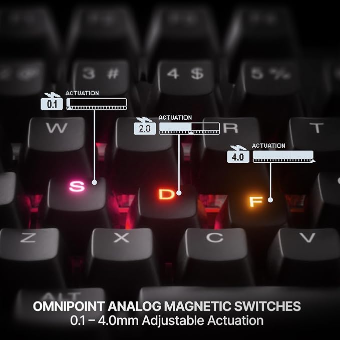 SteelSeries Apex Pro TKL Gen 3 Gaming Keyboard - OmniPoint 3.0 Analog Magnetic Switches, Quickset Auto-Presets (Rapid Trigger, Rapid Tap/SOCD, Protection Mode), OLED, RGB, PBT Keycaps, 2.4G+BT, Black - Image 6