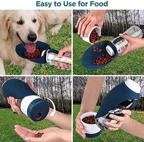 Uppetly Dog Water Bottle, Portable Pet Water Bottle with Food Container and Drinking Feeder, Leak Proof, BPA-Free, Foldable Puppy Water Cup Dispenser for Outdoor Walking, Travel, Hiking 20OZ - Image 4