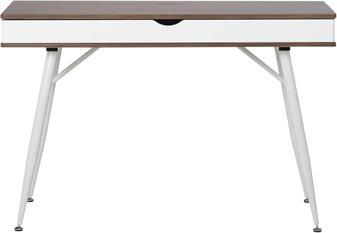 Calico Designs Alcove Modern Desk with Large Split Drawer Storage, White/Chestnut - Image 7