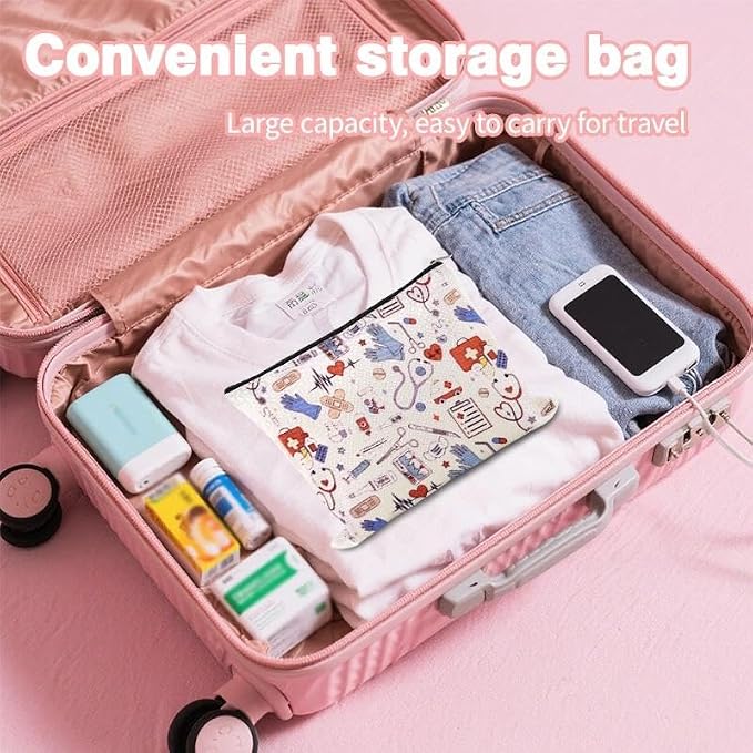 Family Medicine Travel Bag Small Pharmacy Organizer Medicine Bag Band Aid Ouchie Pouch Nurse Gifts for Nursing Student Pharmacist Dentist Doctor Gifts for Women Emergency Pouch Essential Storage Pouch - Image 3