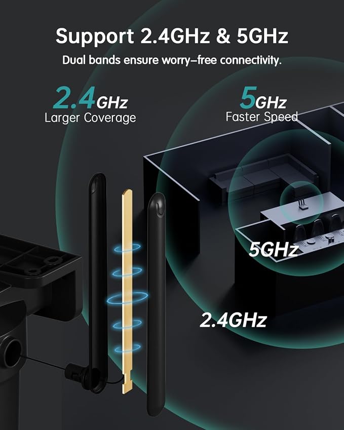 ZUMIMALL 2.5K Wired cameras for home security, 2.4G/5G WiFi Outdoor Security Camera, 5MP, 24/7 Recording, AI Motion Detection, Cloud & SD Card Storage, 2-Way Audio, 360° PTZ Auto Tracking, IP66, Black - Image 3