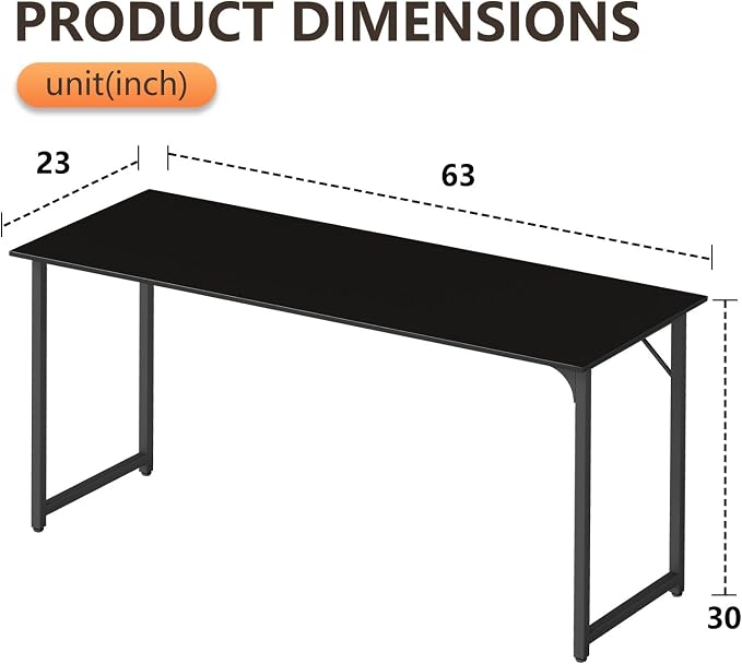 BestOffice Computer Desk,Home Office Desk, Modern Simple Style for Home Office Study Writing (Black, 63 Inch) - Image 3
