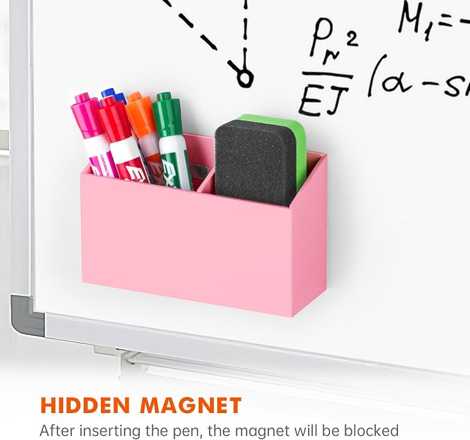 BEYGORM Magnetic Dry Erase Marker Holder for Whiteboard & Refrigerator | Non-slip Acrylic Pen Holder for Classroom, Fridge Magnet, Locker Organizer Accessories, Teacher & School Supplies(Pink) - Image 4