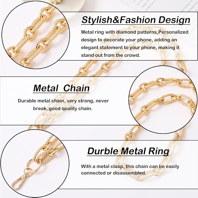 Crossbody Lanyard Strap, Durable Metal Chain Strap, Universal Phone Lanyard with Tether Tab, Detachable Phone Chain Strap - Image 2