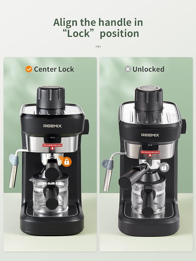 Reemix Espresso Machine 6 Bar, Rich Crema Coffee Maker | Auto Pressure Relief, Compact Home Coffee Brewer​​ Machine, Black - Image 4