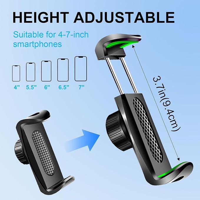 Car Phone Holder Mount, 360 Degree Rotation Car Dashboard Phone Holder, Universal Anti-Shake Dash Steering Wheel Cellphone Clamp Mount Stand for 4-7 Inch Smartphones (Black) - Image 3