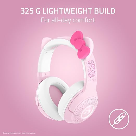 Razer Kraken Kitty V2 BT Wireless RGB Headset: Chroma RGB - Bluetooth 5.2-40 mm Drivers - 40 Hr Battery w/Type C Charging - Hello Kitty & Friends Edition | Chroma RGB Kitty Ears & Earcups, Bluetooth 5.2, 40 mm Drivers, Noise-cancelling Mics, Lightweigh... - Image 6