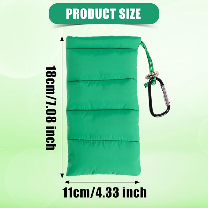 Lyreh Thermal Phone Pouch, Down Cotton Warm Phone Case Cover Bags Prevents Freezing & Overheating Protector Cellphone Pouch with Carabiner Ideal for Outdoor Camping Hiking Skiing (Green) - Image 2