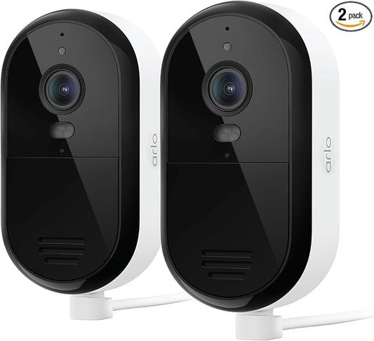 Security Camera Outdoor Wired 2-Pack - Arlo Essential 2K Surveillance Camera with Person Detection, Package Alert, Color Night Vision, 2-Way Audio, Weather Resistant, Motion Detection by Unknown