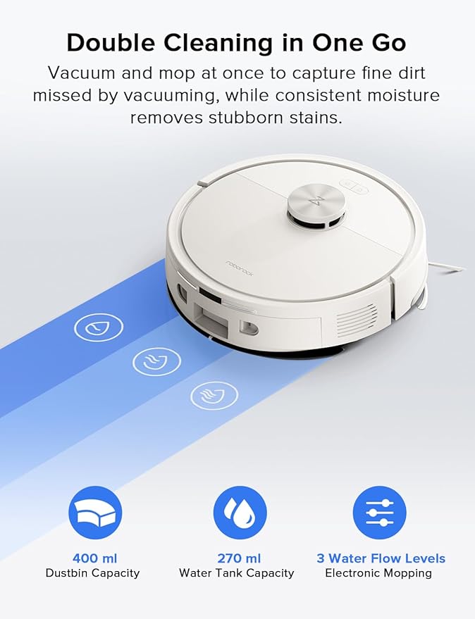 roborock Q7 L5 Robot Vacuum and Mop Combo, 8,000Pa Suction | Upgraded from Q5 Pro, Dual Anti-Tangle System, LiDAR Navigation, No-Go Zones, Self-Charging Robotic Vacuum, White - Image 4