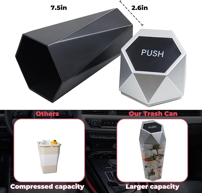 BFXM Car Trash Can with Lid, Garbage Bin for Women, Cute Interior Accessories for Seat Cup Holder, Organization Car Must Haves Essentials Mini Trash Can with Garbage Bag - Image 6