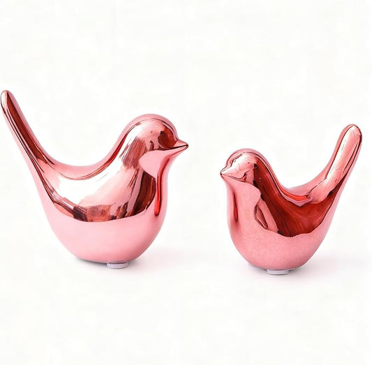 Notakia Small Birds Statues Pink Home Decor Modern Style Decorative Ornaments for Living Room, Bedroom, Office Desktop, Cabinets (2Pcs Pink Birds) by Notakia