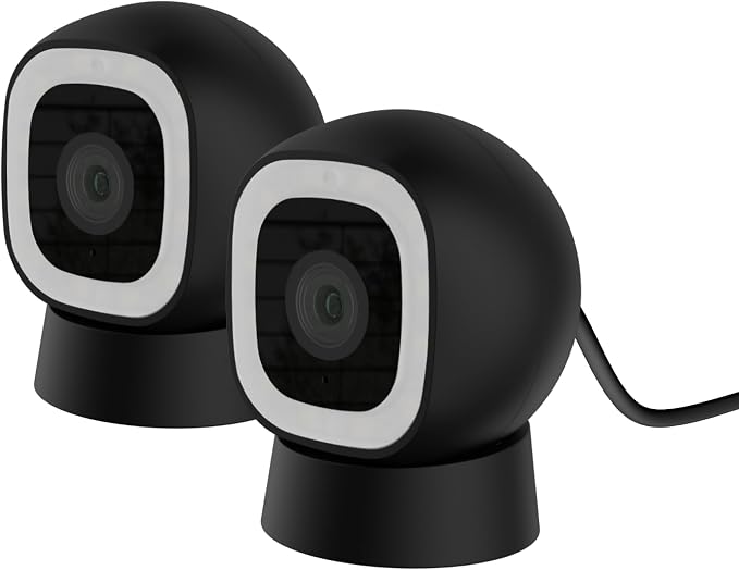 Luna 2K AI Wired Cameras for Home Security Outdoor/Indoor, 2.4GHz Wi-Fi, Smart Motion Alerts, Color Night Vision, Spotlight/Siren, Magnetic Mount, Cloud & CVR Storage, 2-Way Audio (2-Pack, Black) by LUNAHOME