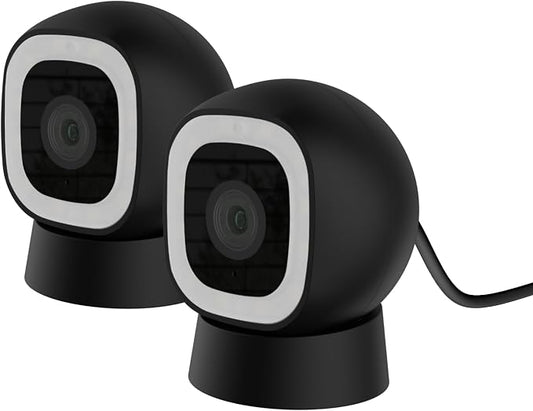Luna 2K AI Wired Cameras for Home Security Outdoor/Indoor, 2.4GHz Wi-Fi, Smart Motion Alerts, Color Night Vision, Spotlight/Siren, Magnetic Mount, Cloud & CVR Storage, 2-Way Audio (2-Pack, Black) by LUNAHOME