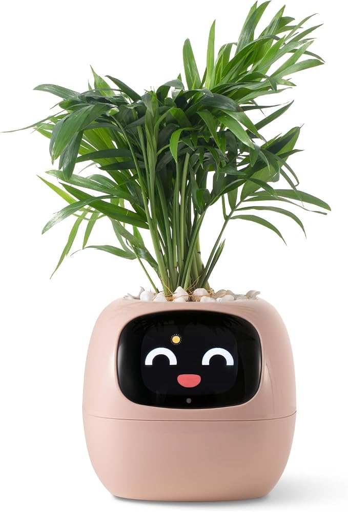 PLANTSIO smart pet Planter Robot Guidance on Plant Care with Emojis, Adorable Plant Companion with Rich Gesture Interaction, Neat Desk Setup Gift (Pink) by PlantsIO