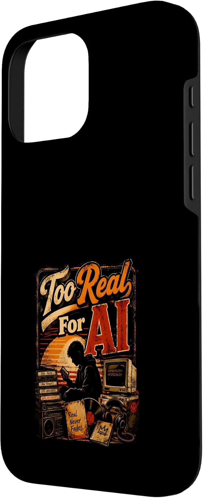 Too Real for AI - Authentic Music Lovers Case for iPhone 16 Pro Max - Image 2