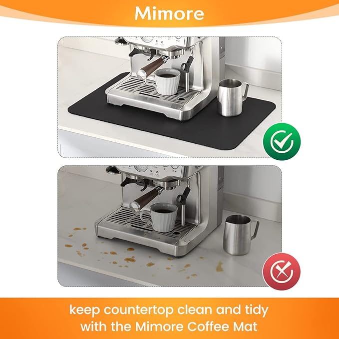 Mimore Coffee Mat - 16x24 Inch Black Countertop Mat - Absorbent, Hides Stains, Rubber Backed - Dish Drying Mat Fits Under Coffee Maker or Espresso Machine (Compatible with Ninja Luxe Cafe) - Image 4