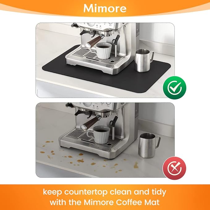 Mimore Coffee Mat - 18x24 Inch Black Countertop Mat - Absorbent, Hides Stains, Rubber Backed - Dish Drying Mat Fits Under Coffee Maker or Espresso Machine (Compatible with Ninja Luxe Cafe) - Image 4