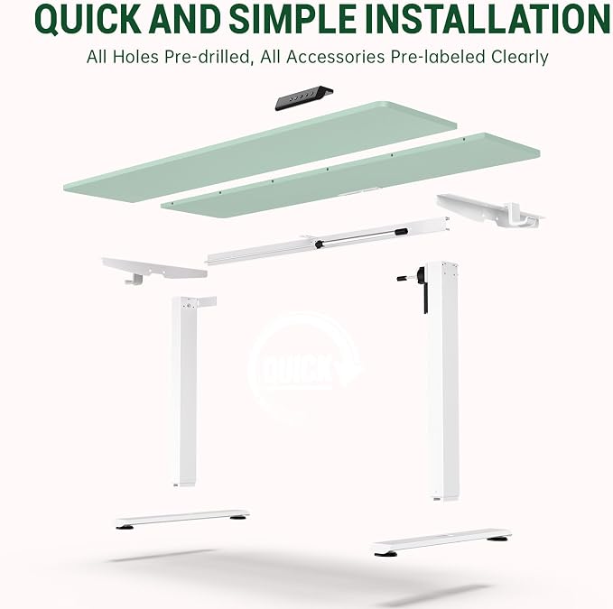 Veken Standing Desk, Green, 55×23.6 Inch | Height Adjustable Sit Stand Up Computer Tables for Home Office, Study , Writing, Suit students, employees and group work - Image 4