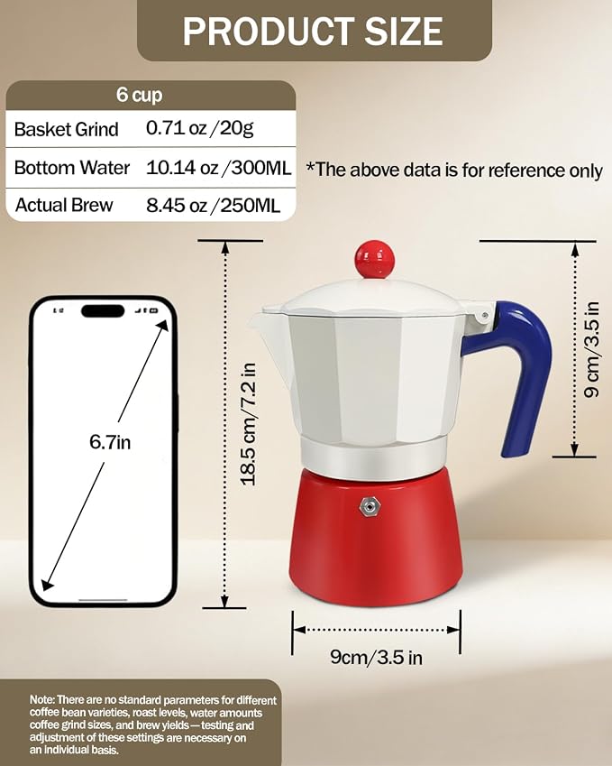 Coffee Maker Stovetop Espresso Maker 6 Cup Aluminum Moka Pot Percolator 10oz 300ml Easy Brewing for Electric Ceramic Stoves Home Camping Italian Cuban Café Classic - Image 2