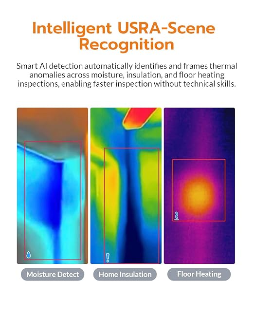 GT16S Thermal Imaging Camera with Smart AI Scene Detection, Thermometer Mode, 240×240 UIRA-IR Resolution, -4°F-1202°F Temp Alarm, 11h Runtime, Infrared Camera for HVAC Home Inspection - Image 2