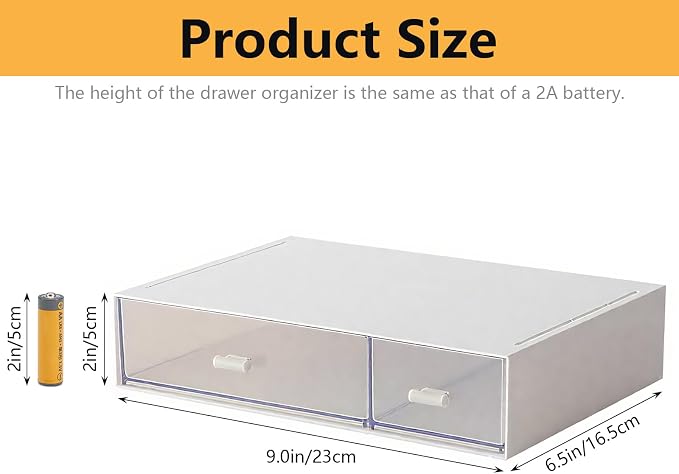 Desk Organizer-Stackable Storage Drawers, Desk Drawer Organizer Perfect For Collection Small Item/Cosmetic Office Supplies - 2 drawers (White) - Image 3