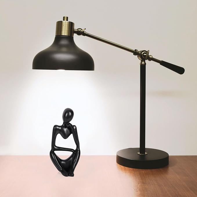 Sandstone Resin Thinker Style Abstract Sculpture Statue Collectible Figurines Home Office Bookshelf Desktop Decor (Small Black, Right) - Image 3