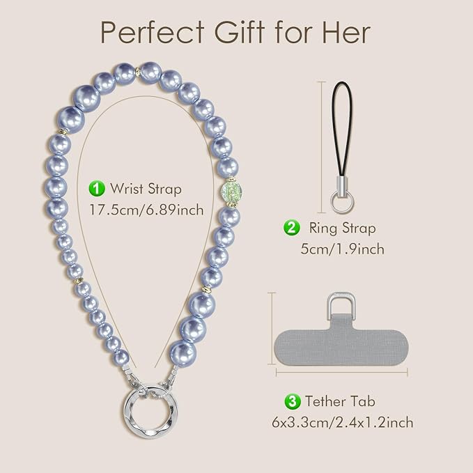 SURPHY Phone Charm, Handmade Beaded Phone Wrist Strap with Tether Tab | Phone Charm Strap, Phone Chain with Premium Metal Buckle, Wrist Strap Fits Cellphone Cases, Wallets, Bags, Keys - Image 6