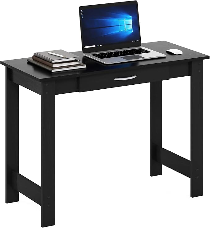 FURINNO Jaya Writing Desk For Residential Use With DrawerBlack, Blackwood, Large by Furinno-FitsYourSpaceFitsYourBudget