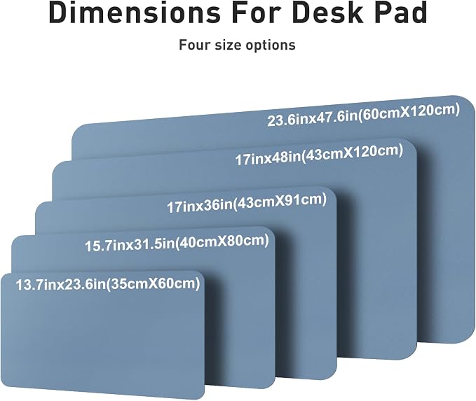 Aothia Faux Leather Desk Mat – Large Mouse Pad, Non-Slip PU Leather Blotter, Waterproof Writing Surface for Office and Home (Denim Blue, 47.2" x 23.6") - Image 5