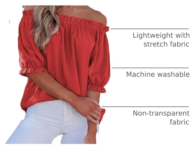 EVALESS Womens Tops Off The Shoulder Blouses for Women Dressy Casual Cute Puff Sleeve T Shirts Fashion 2026 - Image 4