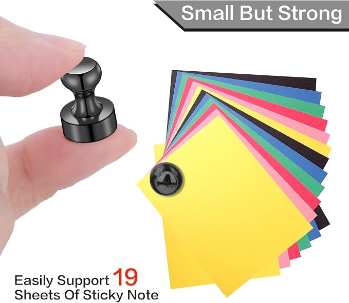 LOVIMAG Fridge Magnets 20Pcs, Magnet for Refrigerator Whiteboard, Black | Small Strong Neodymium Metal Cute Push Pin for Classroom, Kitchen, Accessories Decorative, Office, Calendar - Image 3