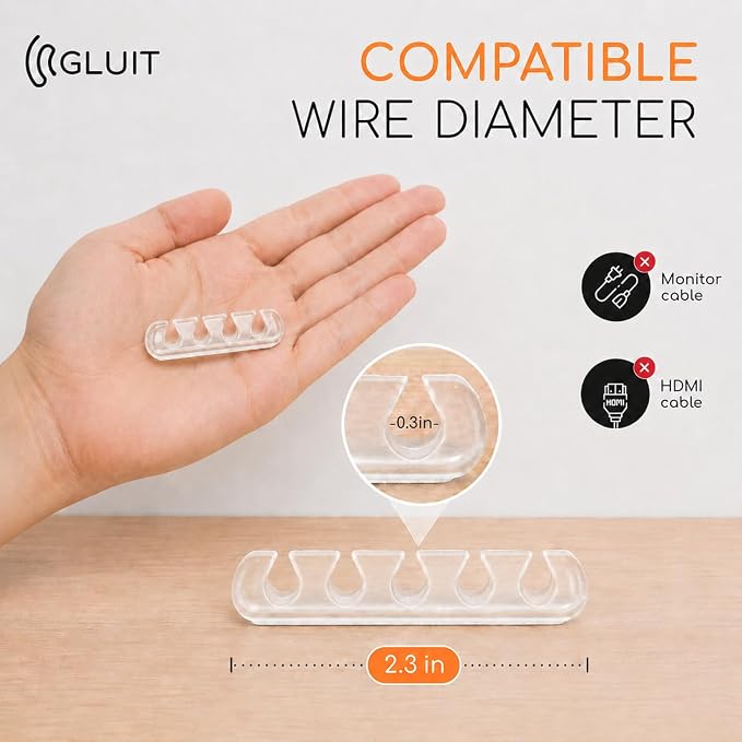 Cord Organizer for Desk, Nightstand Cable Holder, 5 Psc, Transparent - Image 4