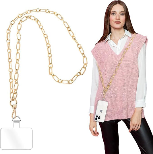 Crossbody Lanyard Strap, Durable Metal Cell Phone Chain With Tether Tab, Detachable Universal Lanyard Compatible With Most Phone Bags and Purses by Turkalla
