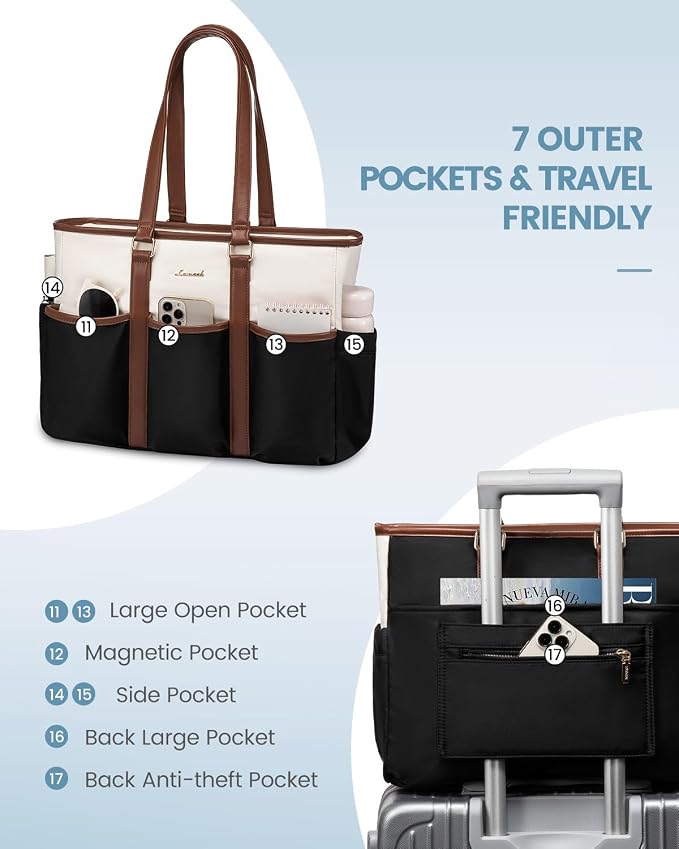 LOVEVOOK Teacher Tote Bag for Women Work, Nurse Laptop Bag for Women, Utility Everything Tote For Work/Travel/College/Daily, Professional Computer Purse Large Handbag With Multi Pockets - Image 4