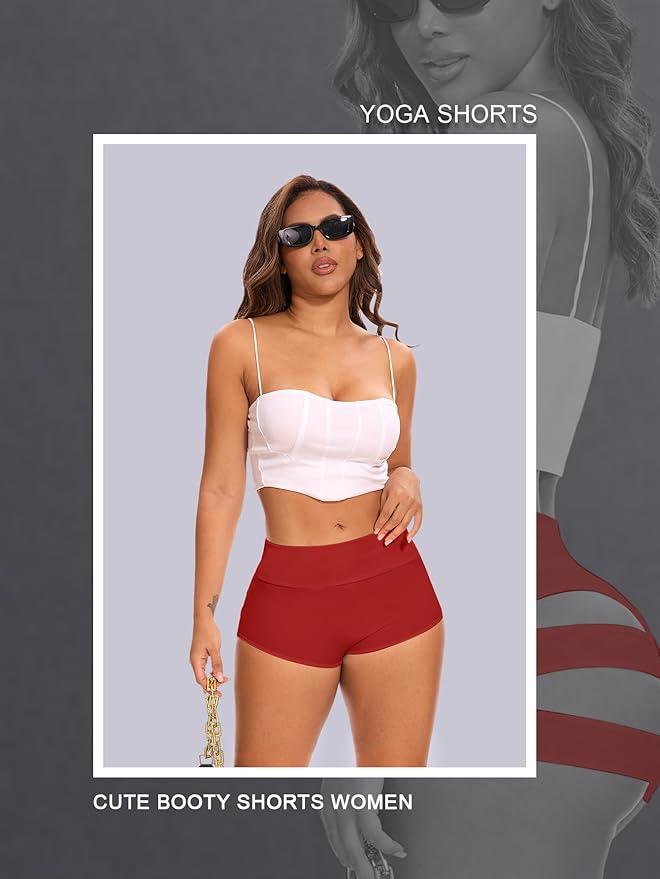 Cut Out Yoga Shorts Booty Butt Lifting Scrunch Shorts High Waisted Workout Gym Active Hot Pants - Image 3