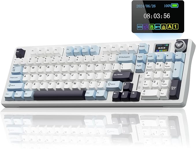 AULA S98 Pro Wireless Mechanical Keyboard,Smart Screen & Knob,Tri-Mode BT5.0/USB-C/2.4GHz Creamy Keyboard,Pre-lubed Linear Switches,Hot Swappable RGB Backlit Computer Gaming Keyboards by AULA